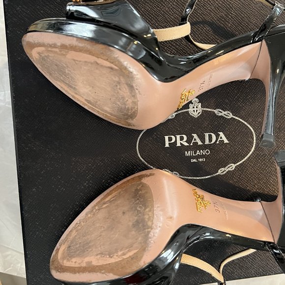 Prada Women's Shoes/CALZATURE DONNA-Vernice Jewels/size: 37.5/Blsck - Picture 8 of 11